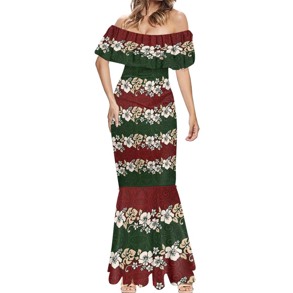 Hawaiian Hibiscus Christmas Color Mermaid Dress Unique LT01 - Polynesian Pride