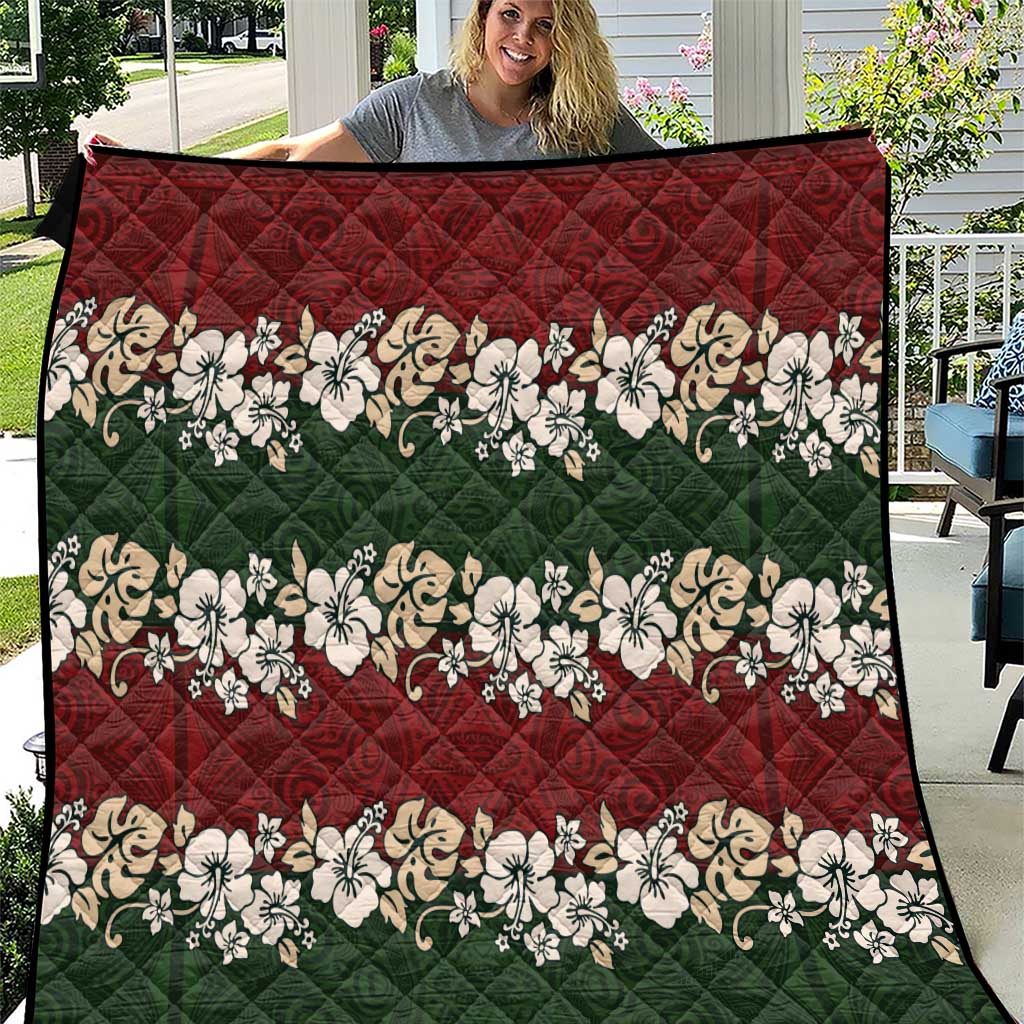 Hawaiian Hibiscus Christmas Color Quilt Unique LT01 Red - Polynesian Pride