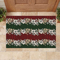 Hawaiian Hibiscus Christmas Color Rubber Doormat Unique LT01 Red - Polynesian Pride