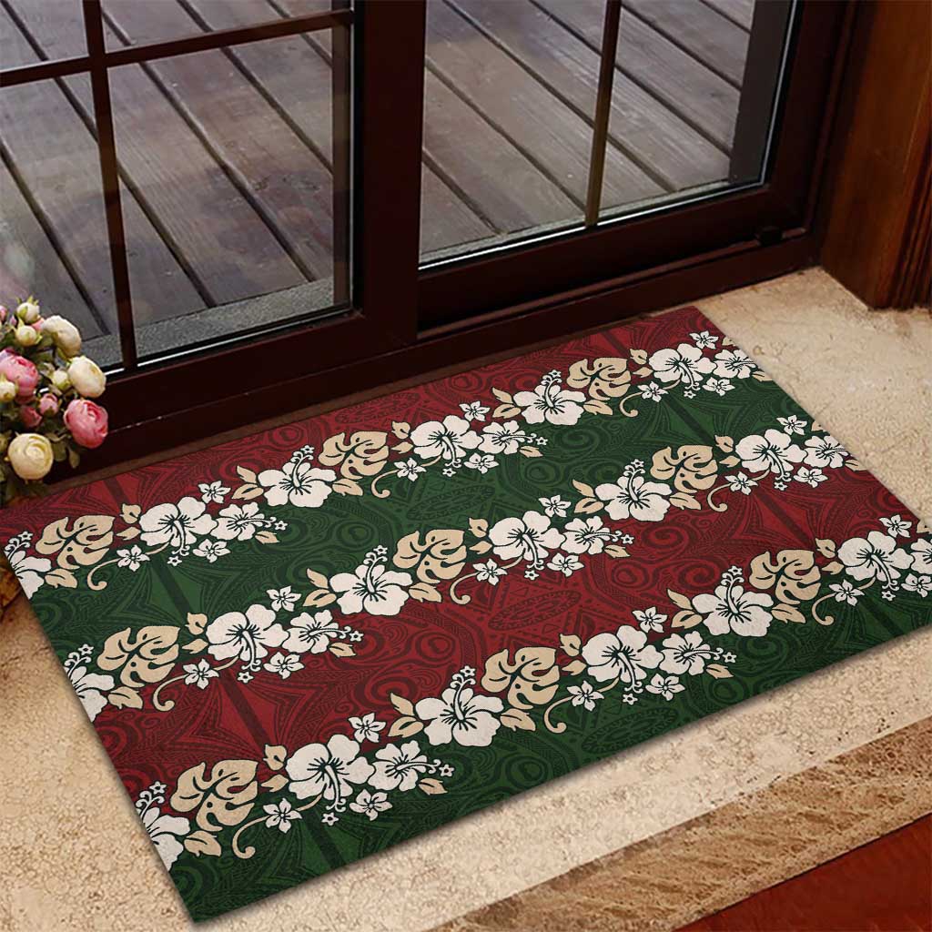 Hawaiian Hibiscus Christmas Color Rubber Doormat Unique LT01 - Polynesian Pride