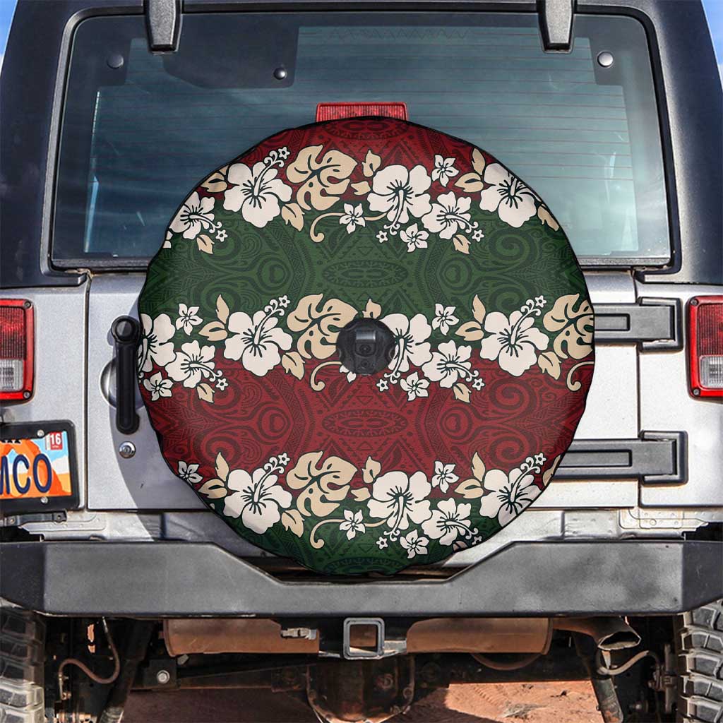 Hawaiian Hibiscus Christmas Color Spare Tire Cover Unique LT01 Red - Polynesian Pride