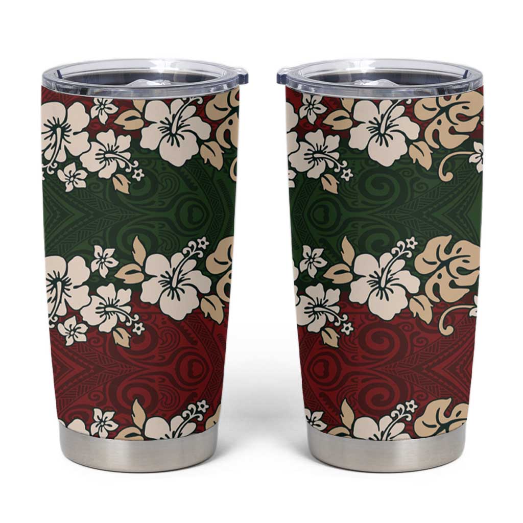 Hawaiian Hibiscus Christmas Color Tumbler Cup Unique LT01 Red - Polynesian Pride