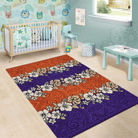 Hawaiian Hibiscus Area Rug Orange and Purple Unique LT01 - Polynesian Pride