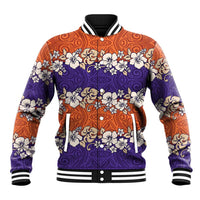 Hawaiian Hibiscus Baseball Jacket Orange and Purple Unique LT01 Unisex Orange - Polynesian Pride