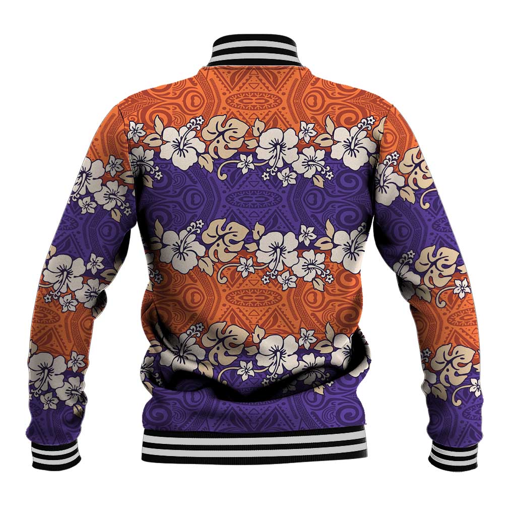 Hawaiian Hibiscus Baseball Jacket Orange and Purple Unique LT01 - Polynesian Pride