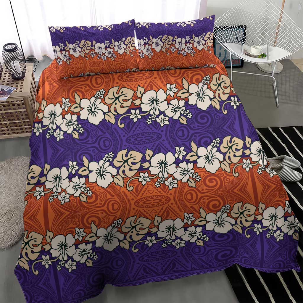 Hawaiian Hibiscus Bedding Set Orange and Purple Unique LT01 - Polynesian Pride