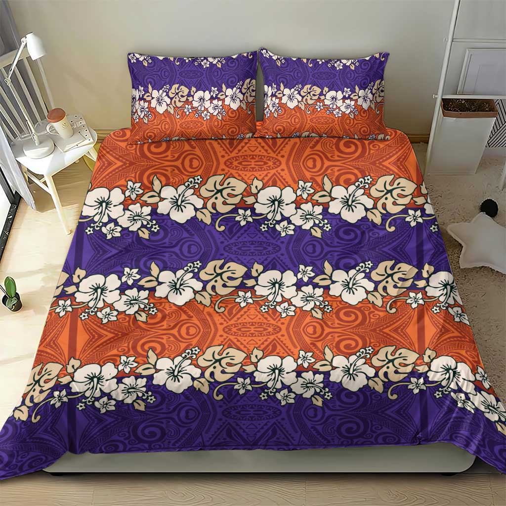 Hawaiian Hibiscus Bedding Set Orange and Purple Unique LT01 - Polynesian Pride