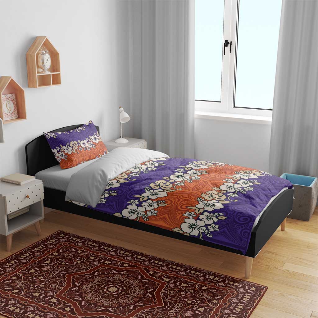 Hawaiian Hibiscus Bedding Set Orange and Purple Unique LT01 - Polynesian Pride