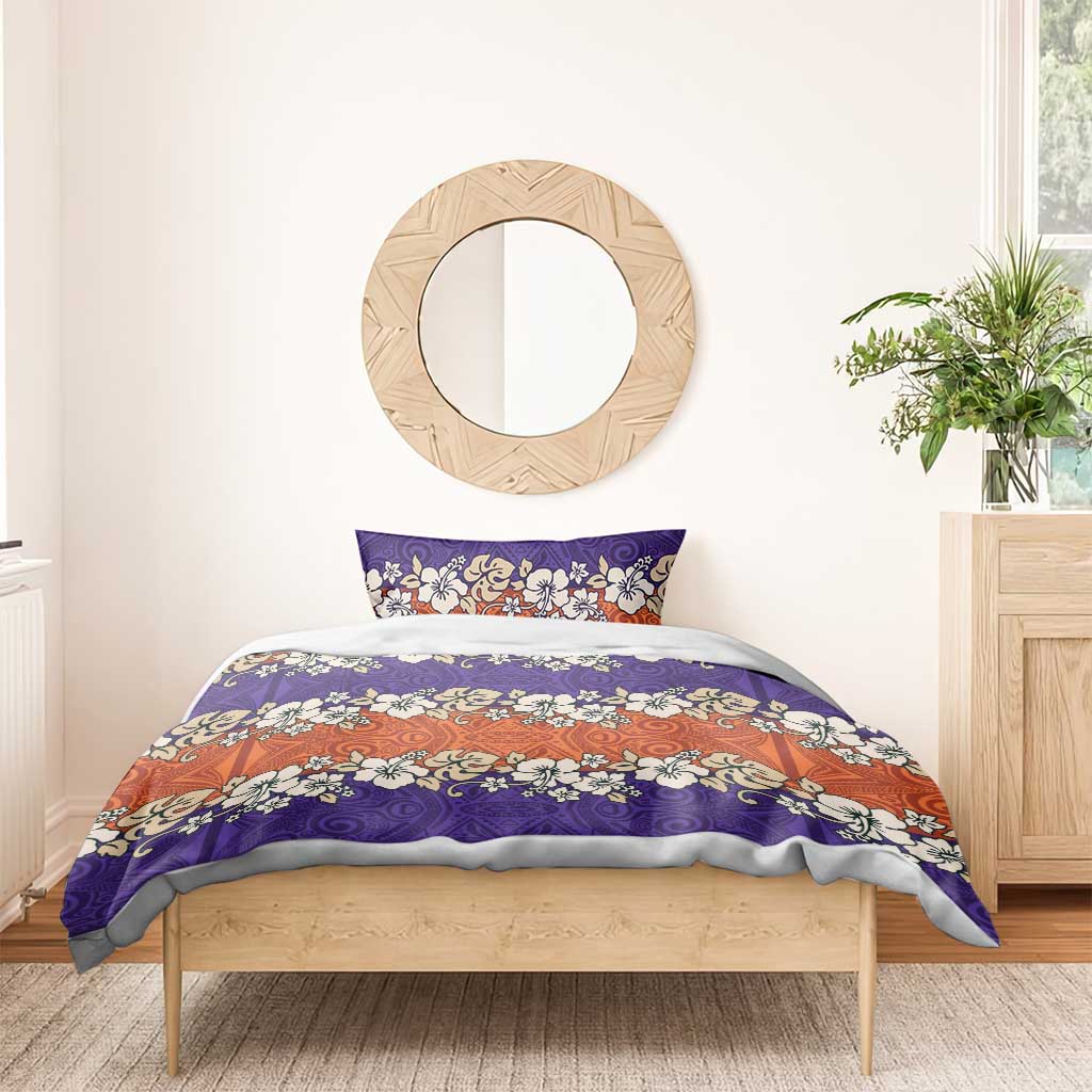 Hawaiian Hibiscus Bedding Set Orange and Purple Unique LT01 - Polynesian Pride
