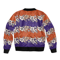 Hawaiian Hibiscus Bomber Jacket Orange and Purple Unique LT01 - Polynesian Pride