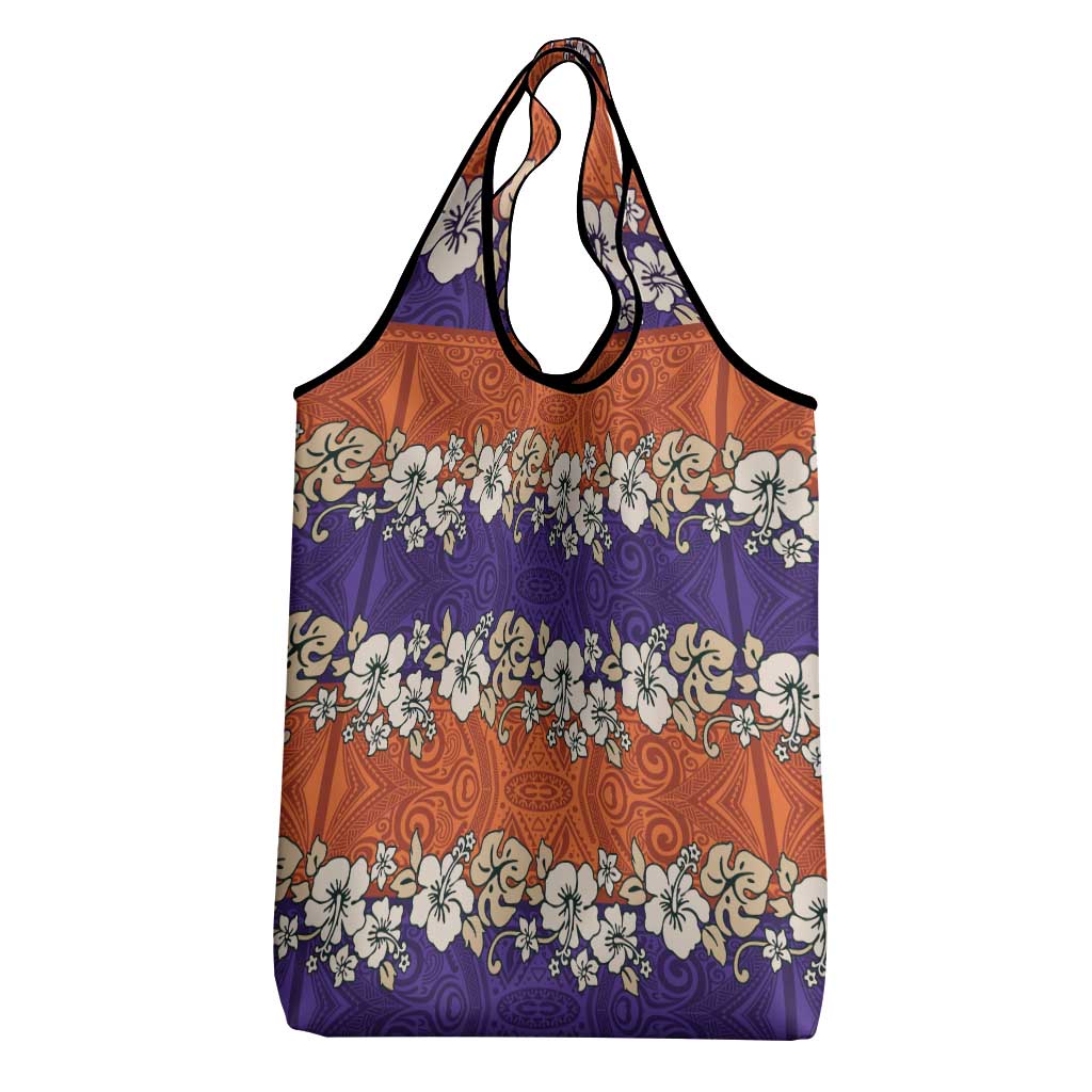 Hawaiian Hibiscus Grocery Bag Orange and Purple Unique LT01 - Polynesian Pride