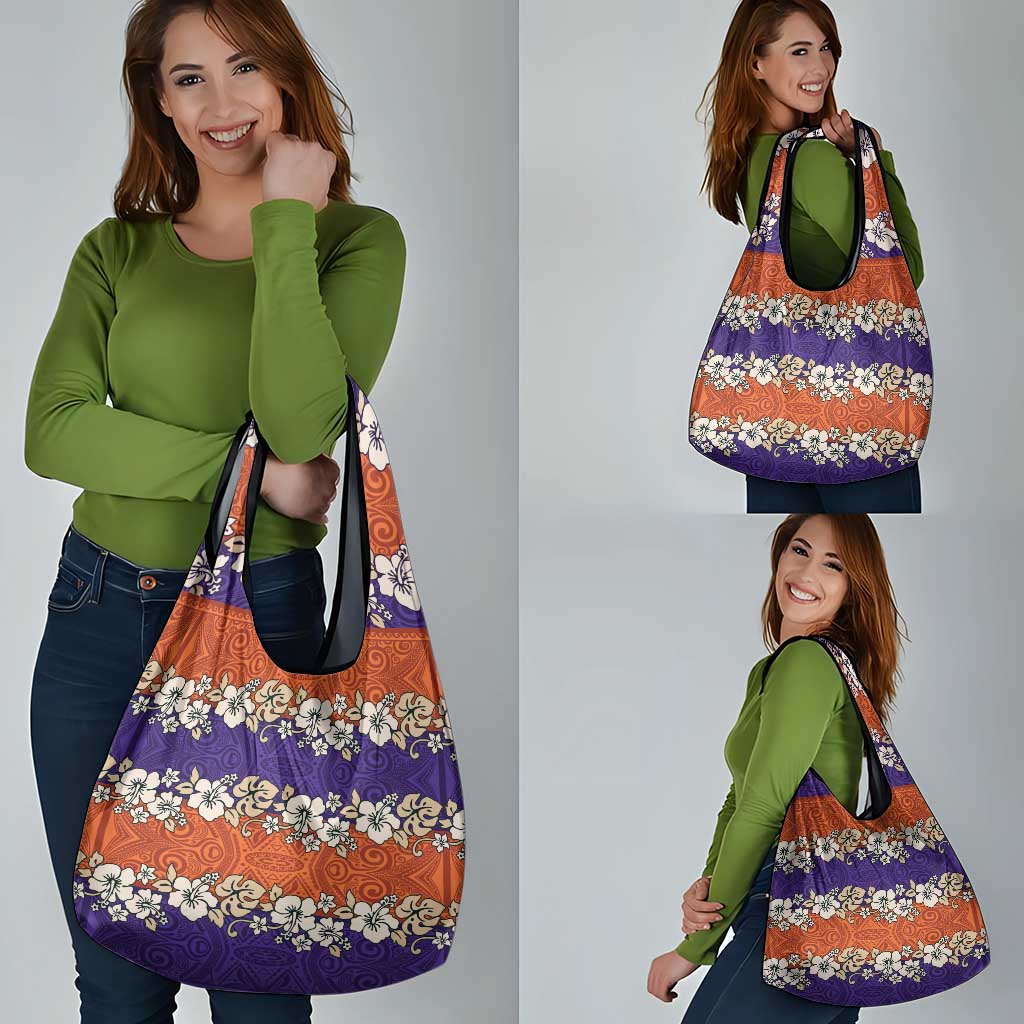 Hawaiian Hibiscus Grocery Bag Orange and Purple Unique LT01 - Polynesian Pride