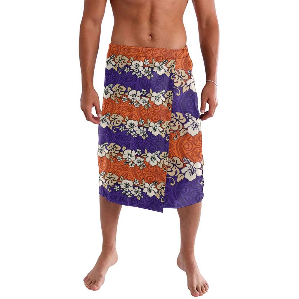 Hawaiian Hibiscus Lavalava Orange and Purple Unique