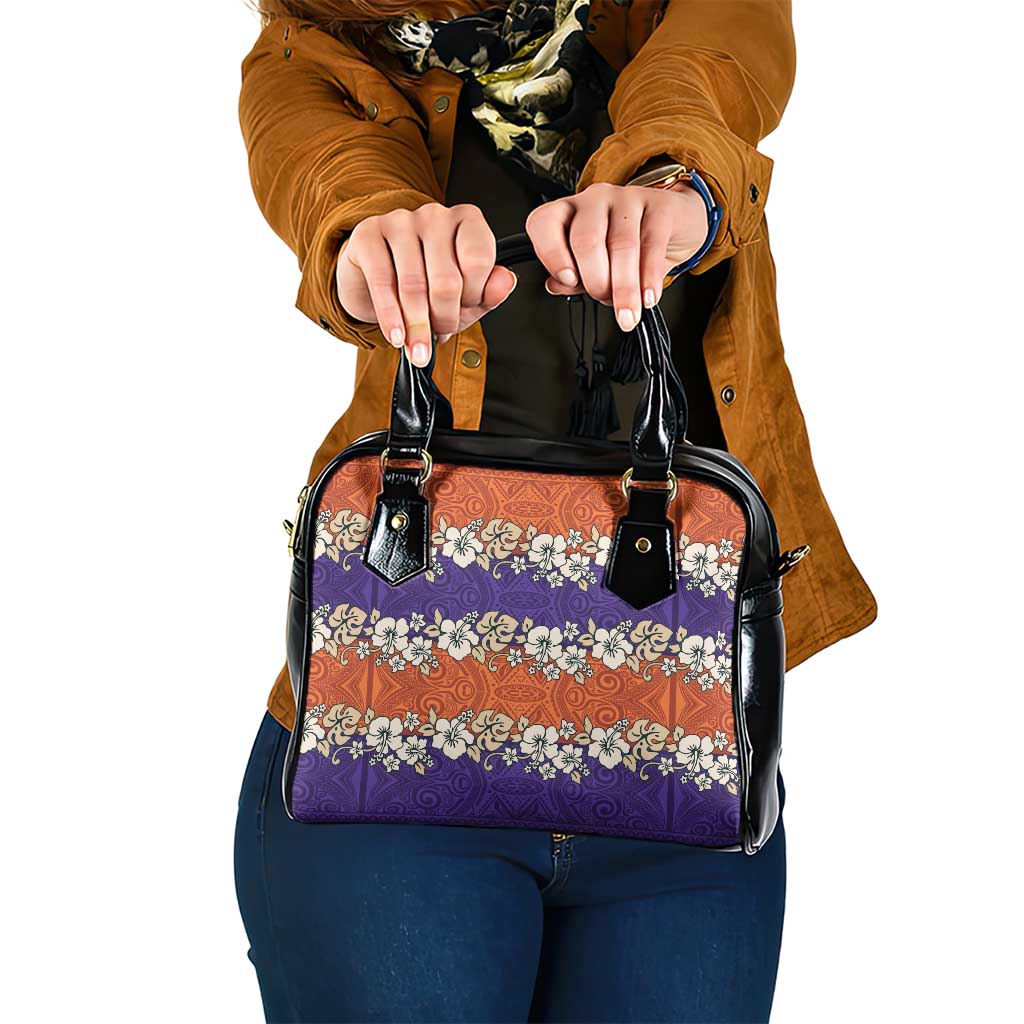 Hawaiian Hibiscus Shoulder Handbag Orange and Purple Unique LT01 One Size Orange - Polynesian Pride