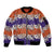 Hawaiian Hibiscus Sleeve Zip Bomber Jacket Orange and Purple Unique