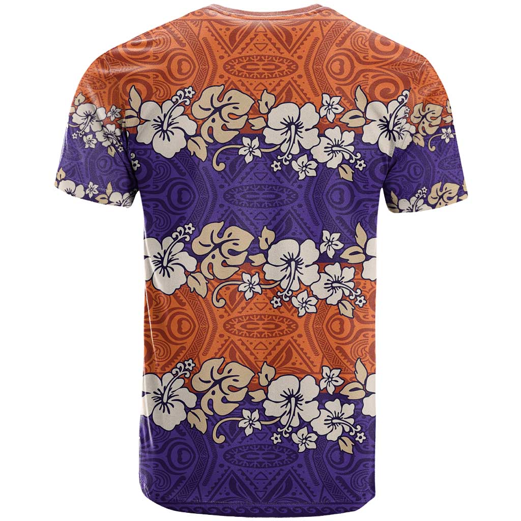 Hawaiian Hibiscus T Shirt Orange and Purple Unique LT01 - Polynesian Pride