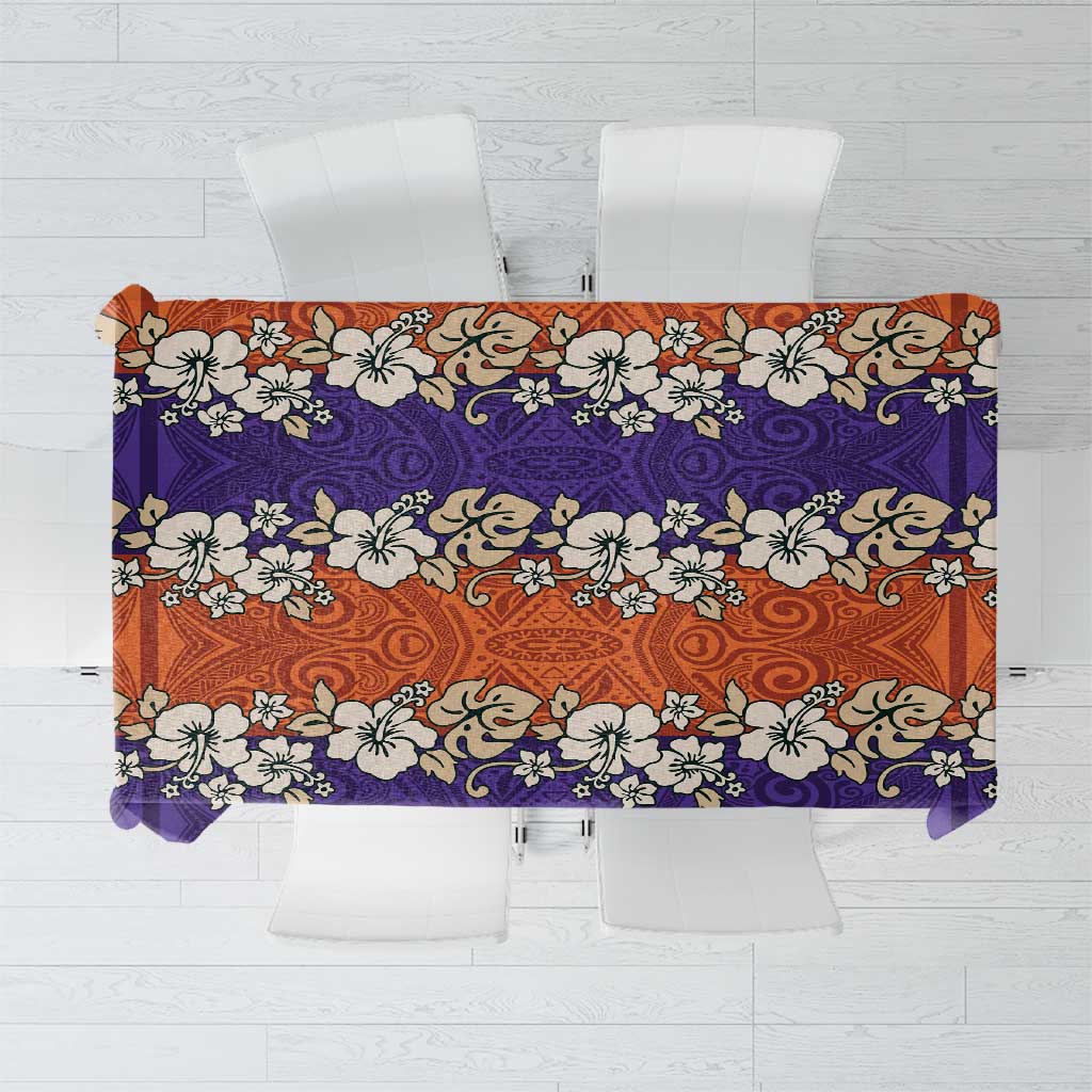 Hawaiian Hibiscus Tablecloth Orange and Purple Unique LT01 Orange - Polynesian Pride
