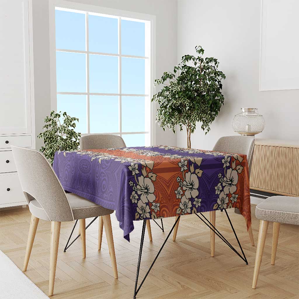 Hawaiian Hibiscus Tablecloth Orange and Purple Unique LT01 - Polynesian Pride