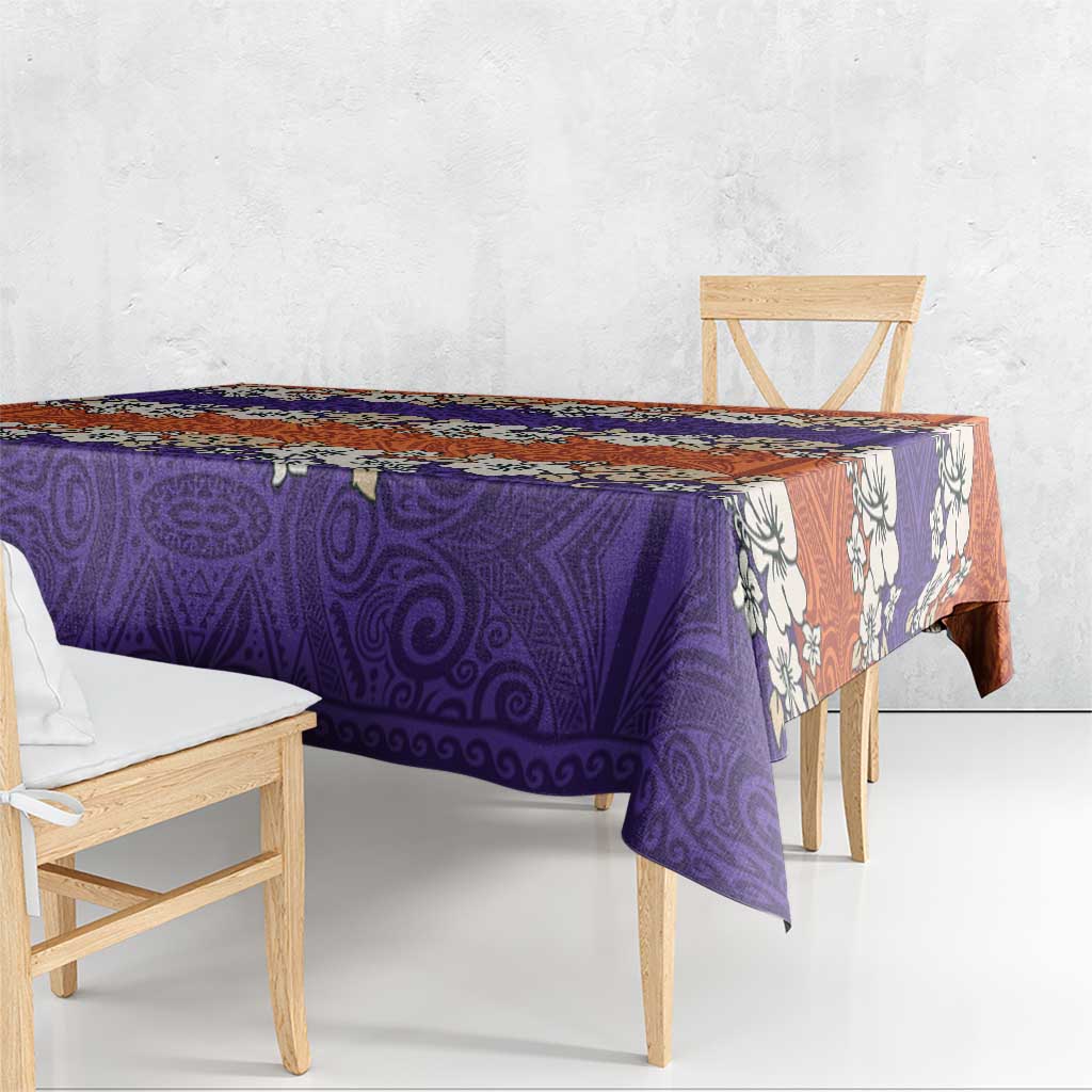 Hawaiian Hibiscus Tablecloth Orange and Purple Unique LT01 - Polynesian Pride