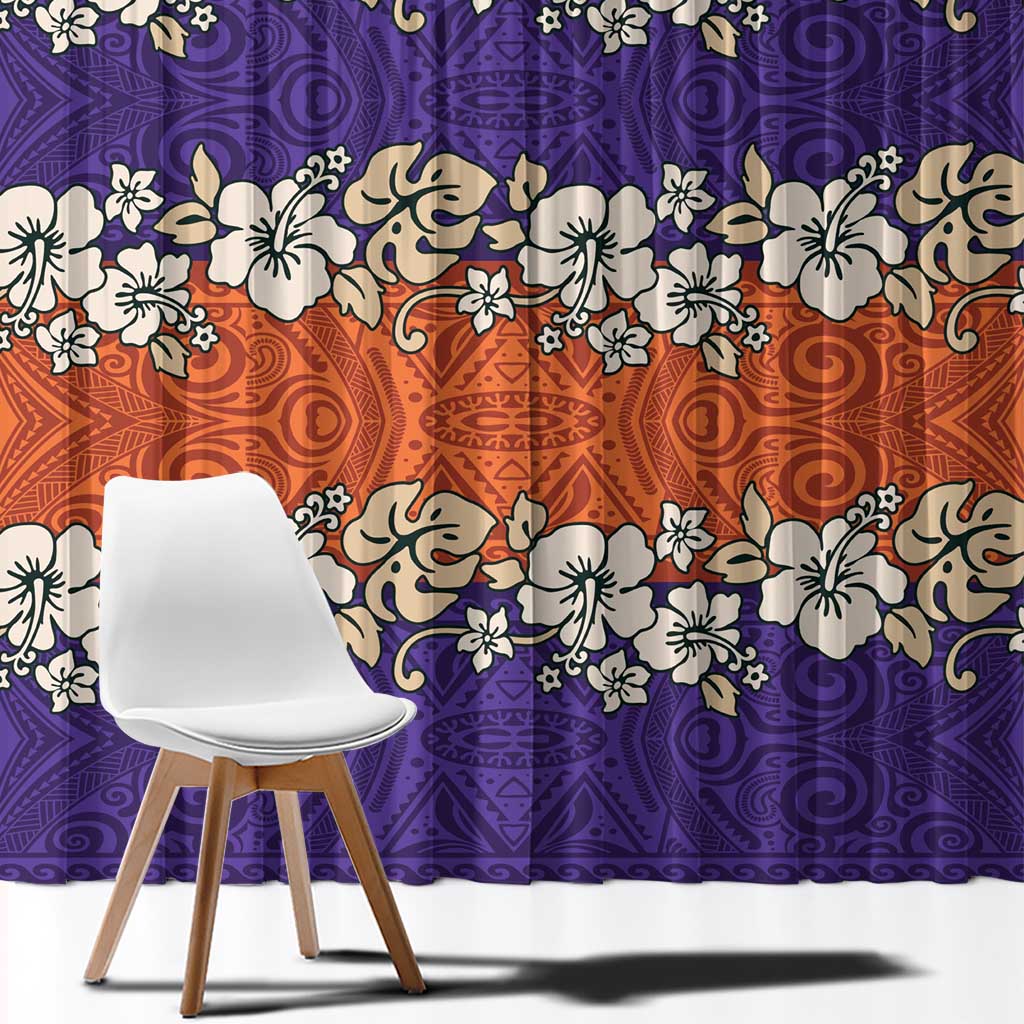 Hawaiian Hibiscus Window Curtain Orange and Purple Unique LT01 - Polynesian Pride