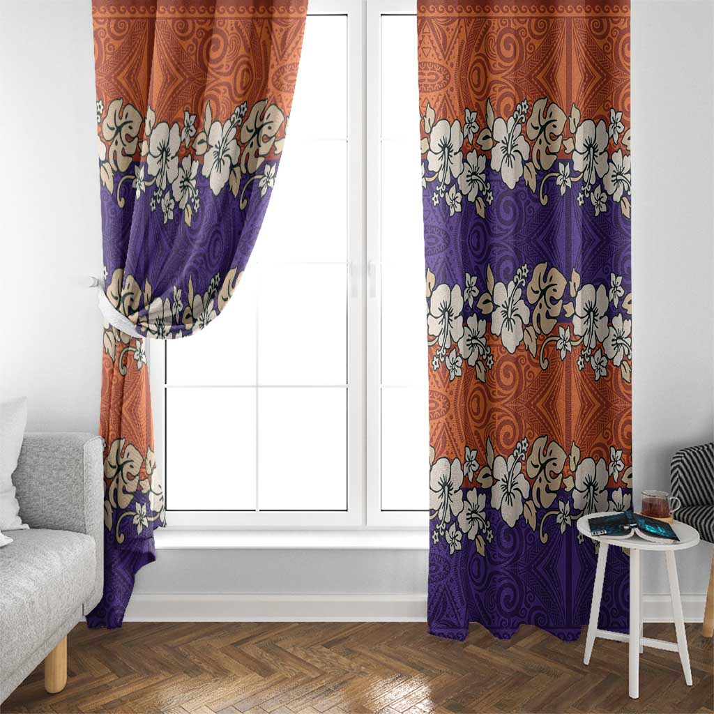 Hawaiian Hibiscus Window Curtain Orange and Purple Unique LT01 - Polynesian Pride