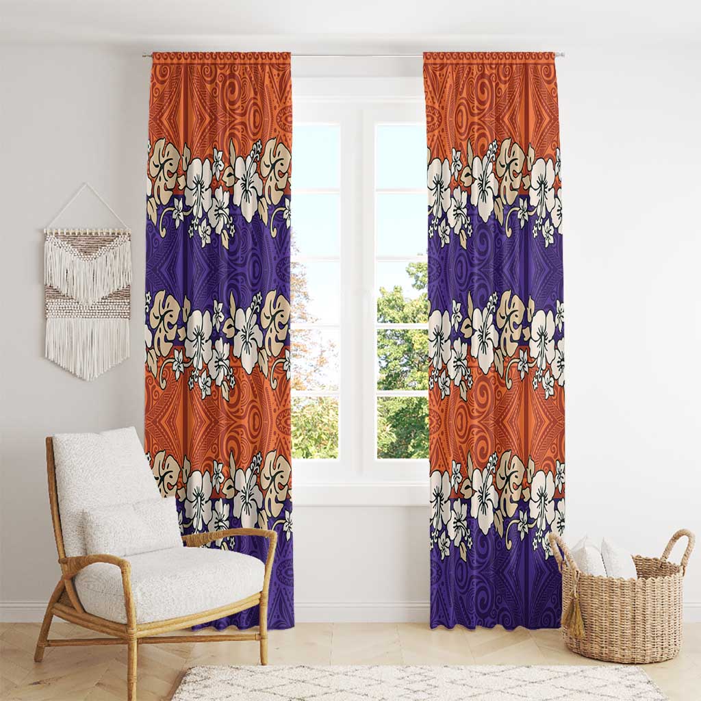 Hawaiian Hibiscus Window Curtain Orange and Purple Unique LT01 - Polynesian Pride