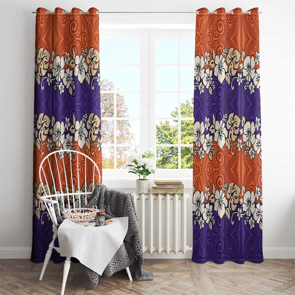 Hawaiian Hibiscus Window Curtain Orange and Purple Unique LT01 - Polynesian Pride