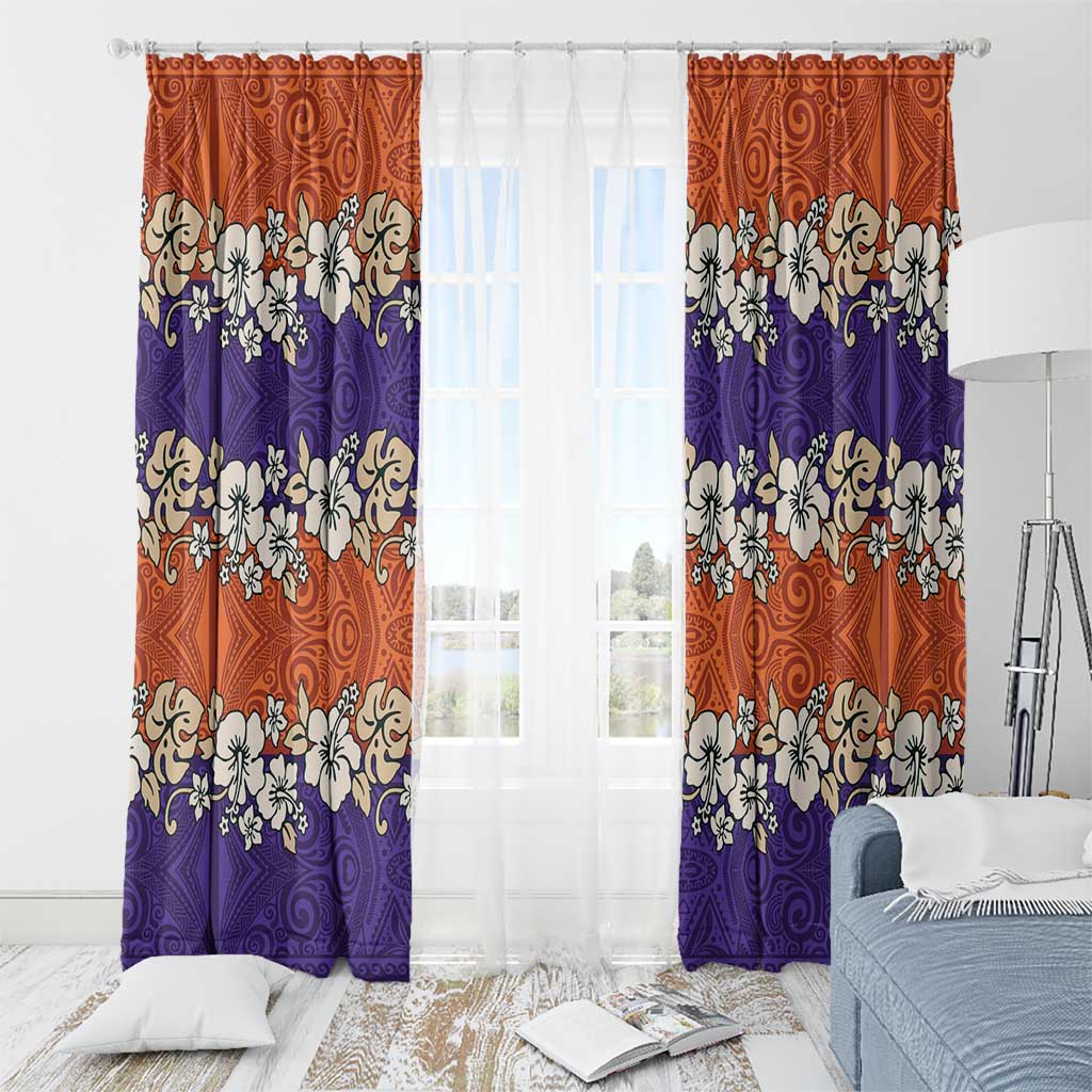 Hawaiian Hibiscus Window Curtain Orange and Purple Unique LT01 - Polynesian Pride