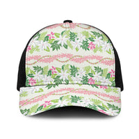 Monstera Tiare Plumeria Lei Pattern Baseball Net Cap Green Version LT01 One Size Black Green - Polynesian Pride