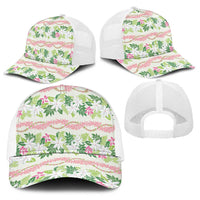 Monstera Tiare Plumeria Lei Pattern Baseball Net Cap Green Version LT01 - Polynesian Pride