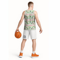Monstera Tiare Plumeria Lei Pattern Basketball Jersey Green Version LT01 - Polynesian Pride