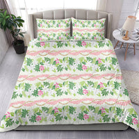 Monstera Tiare Plumeria Lei Pattern Bedding Set Green Version LT01 - Polynesian Pride