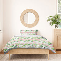 Monstera Tiare Plumeria Lei Pattern Bedding Set Green Version LT01 - Polynesian Pride