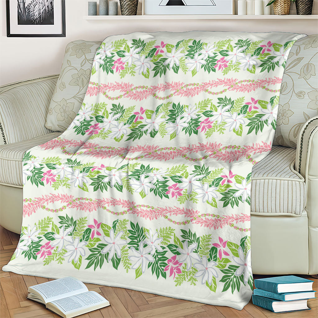 Monstera Tiare Plumeria Lei Pattern Blanket Green Version LT01 - Polynesian Pride