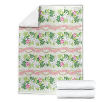 Monstera Tiare Plumeria Lei Pattern Blanket Green Version LT01 - Polynesian Pride