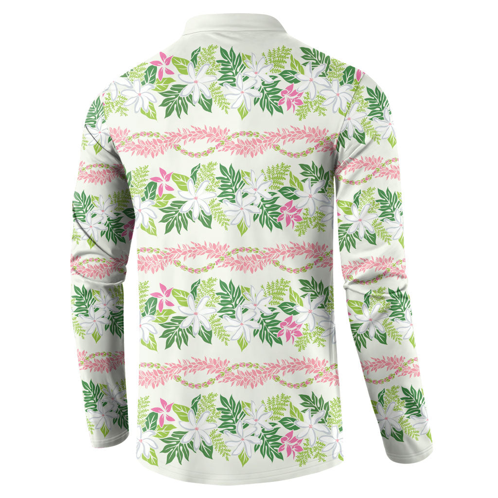 Monstera Tiare Plumeria Lei Pattern Button Sweatshirt Green Version LT01 - Polynesian Pride
