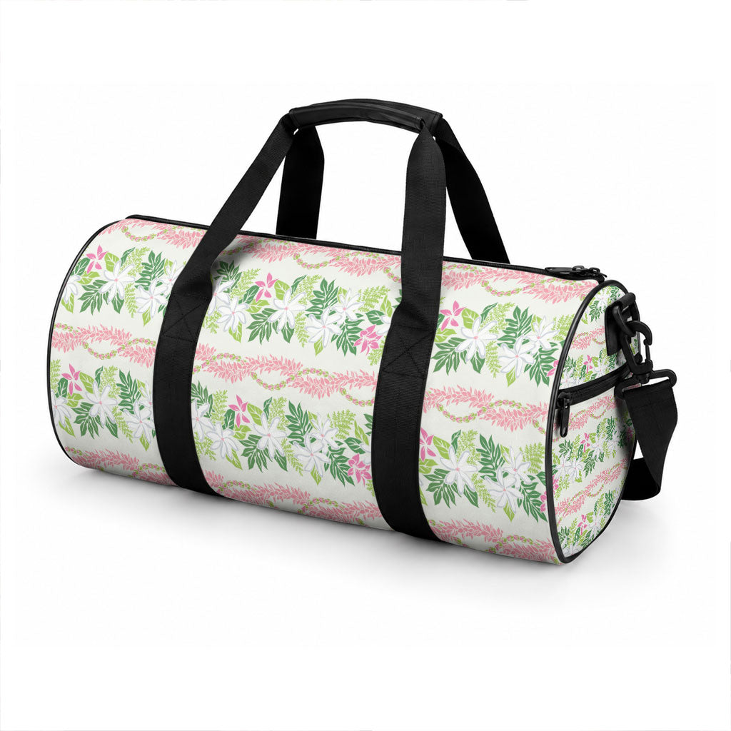 Monstera Tiare Plumeria Lei Pattern Duffle Bag Green Version LT01 - Polynesian Pride