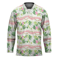 Monstera Tiare Plumeria Lei Pattern Hockey Jersey Green Version LT01 Unisex Green - Polynesian Pride