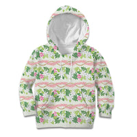 Monstera Tiare Plumeria Lei Pattern Kid Hoodie Green Version LT01 Hoodie Green - Polynesian Pride