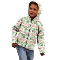 Monstera Tiare Plumeria Lei Pattern Kid Hoodie Green Version LT01 - Polynesian Pride