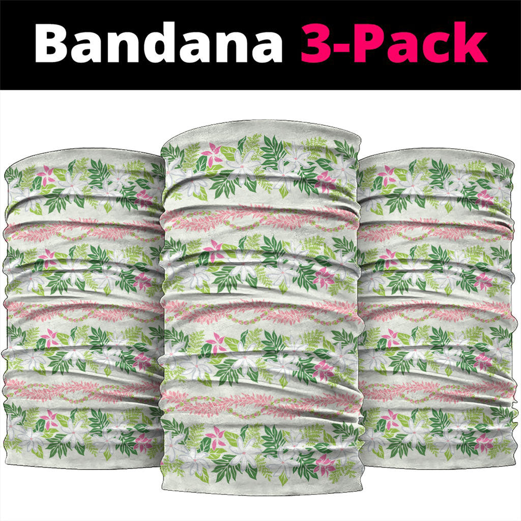 Monstera Tiare Plumeria Lei Pattern Neck Gaiter Green Version LT01 package One Size: 25*50cm Green - Polynesian Pride