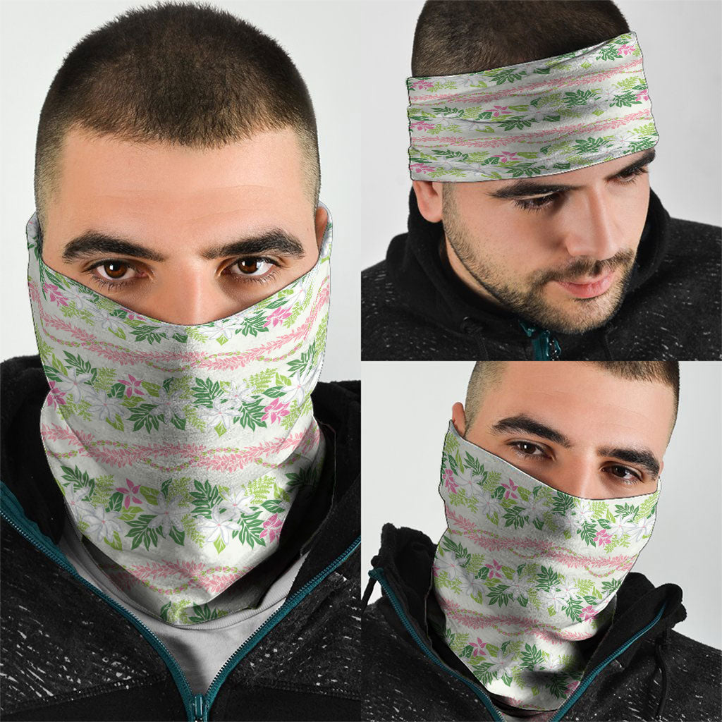 Monstera Tiare Plumeria Lei Pattern Neck Gaiter Green Version LT01 - Polynesian Pride