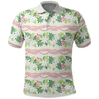 Monstera Tiare Plumeria Lei Pattern Polo Shirt Green Version LT01 Green - Polynesian Pride