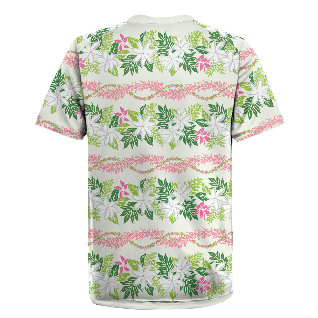 Monstera Tiare Plumeria Lei Pattern Rugby Jersey Green Version LT01 - Polynesian Pride