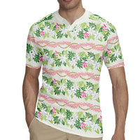 Monstera Tiare Plumeria Lei Pattern Rugby Jersey Green Version LT01 - Polynesian Pride