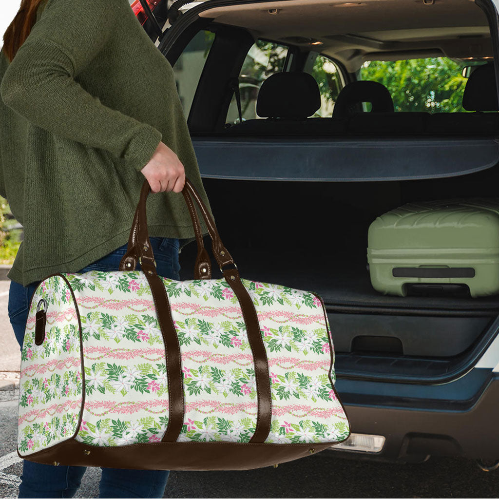 Monstera Tiare Plumeria Lei Pattern Travel Bag Green Version