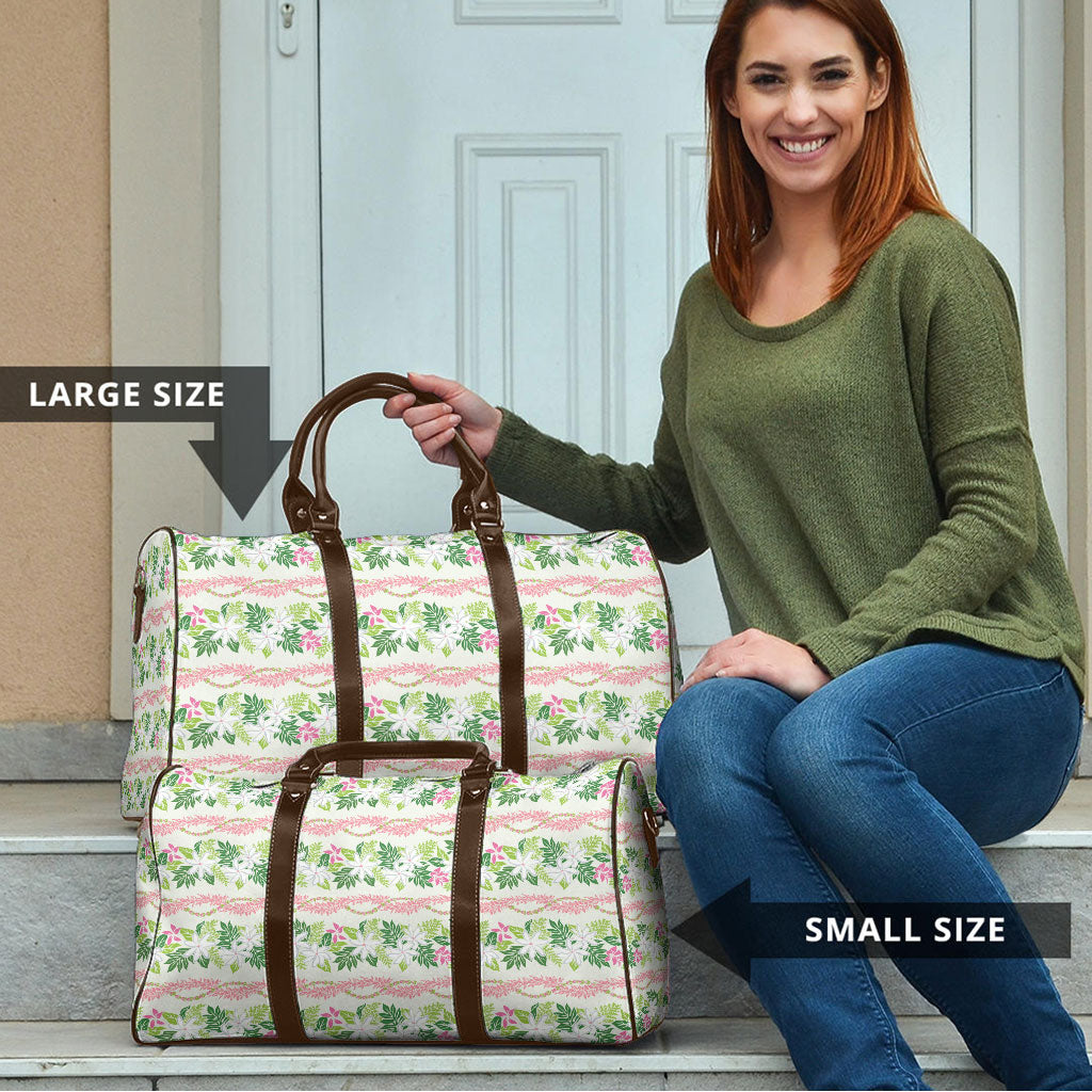 Monstera Tiare Plumeria Lei Pattern Travel Bag Green Version