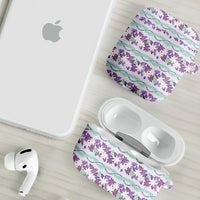 Monstera Tiare Plumeria Lei Pattern AirPods Case Purple Version LT01 - Polynesian Pride