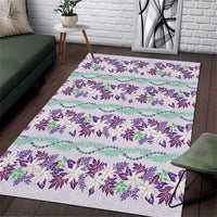 Monstera Tiare Plumeria Lei Pattern Area Rug Purple Version LT01 Purple - Polynesian Pride