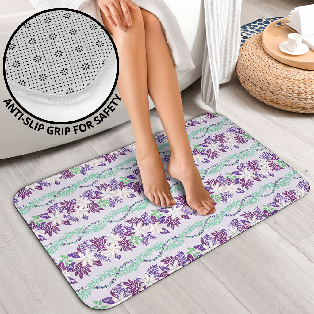 Monstera Tiare Plumeria Lei Pattern Bathroom Set Purple Version LT01 - Polynesian Pride